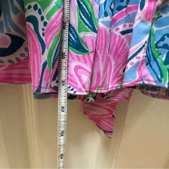 Lilly Pulitzer Maddlyn dress Pink Blue wide neck flare tie waist XXS - Picture 5 of 7